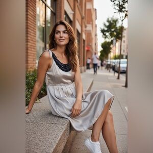 3.1 Phillip Lim Silver Dress with Navy Detailing